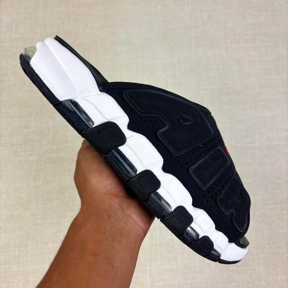 🐞 2023 Nike Air More Uptempo Slide “Black White Red” 9M - Picture 1 of 6